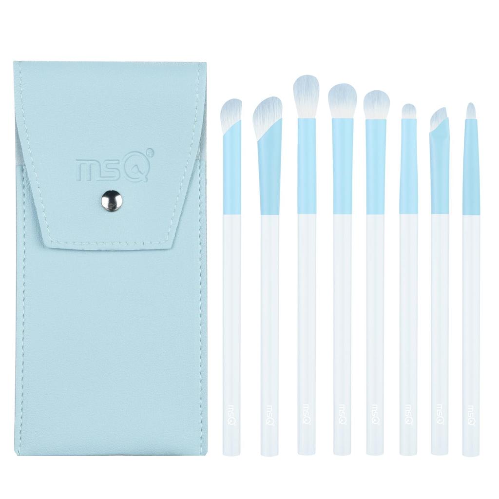 MSQ Eye Makeup Brush Blending Color Chic Nose Shadow Eyeliner and Eyebrow Features Advanced Fiber for Delicate Eye Makeup and Clear 8-Piece Set