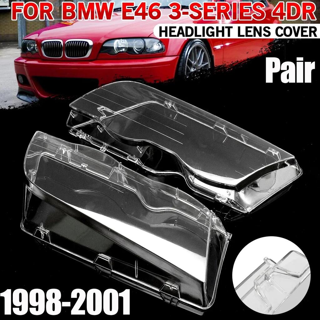 Car Headlight Cover Lampshade Waterproof Bright Shell Cover for BMW E46 3 Series 4 Door 1998-2001 HeadLamp Clear Lens Cover