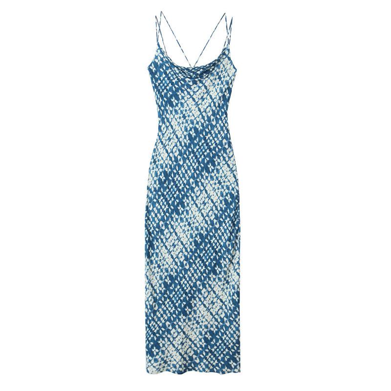 

Women s Retro Print Midi Suspender Dress Extra Small