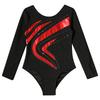 Kids Girls Dance Leotard: Shiny Rhinestone & Bronzing Cloth Patchwork Design, Slim Fit Long Sleeve Top for Ballet Class