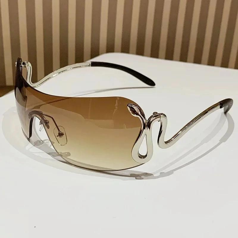 New  Fashionable Unisex Millennium  Style Sunglasses Frameless Design Popular  Women Snake Pattern