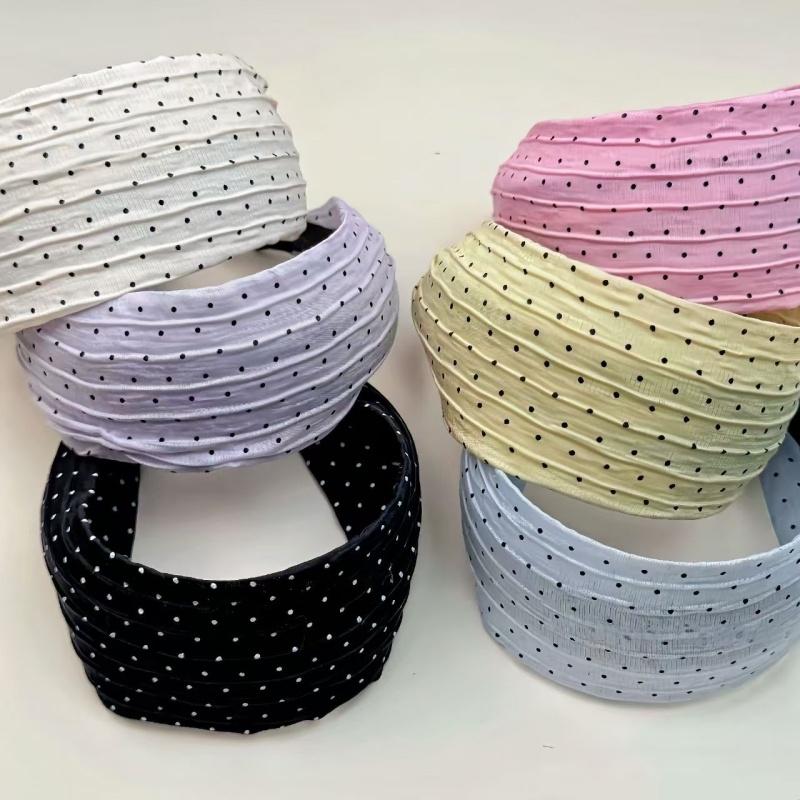 Korean Spring and Summer Fresh Wide-edged Polka Dot Headband Women's  New Pressure Hairpin Fashion Headband Hair Accessories