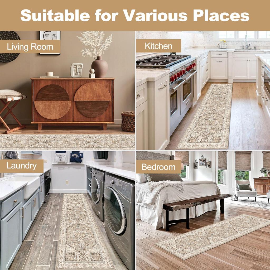 Proste Zmywalne Dywany na Długi Korytarz, Dywany Korytarzowe w Stylu Retro Boho, Łatwe w Utrzymaniu Dywany Kuchenne, Dekoracja Domu