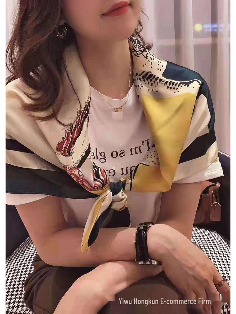 New Women's Silk Scarf – Thousand Miles of Rivers and Mountains Painting, Chinese Style Shawl, Perfect Gift for Mother's Day.