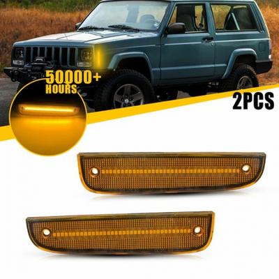 2x Front Fender L/R Corner Side Marker Lights Amber for 1997-2001 Jeep Cherokee