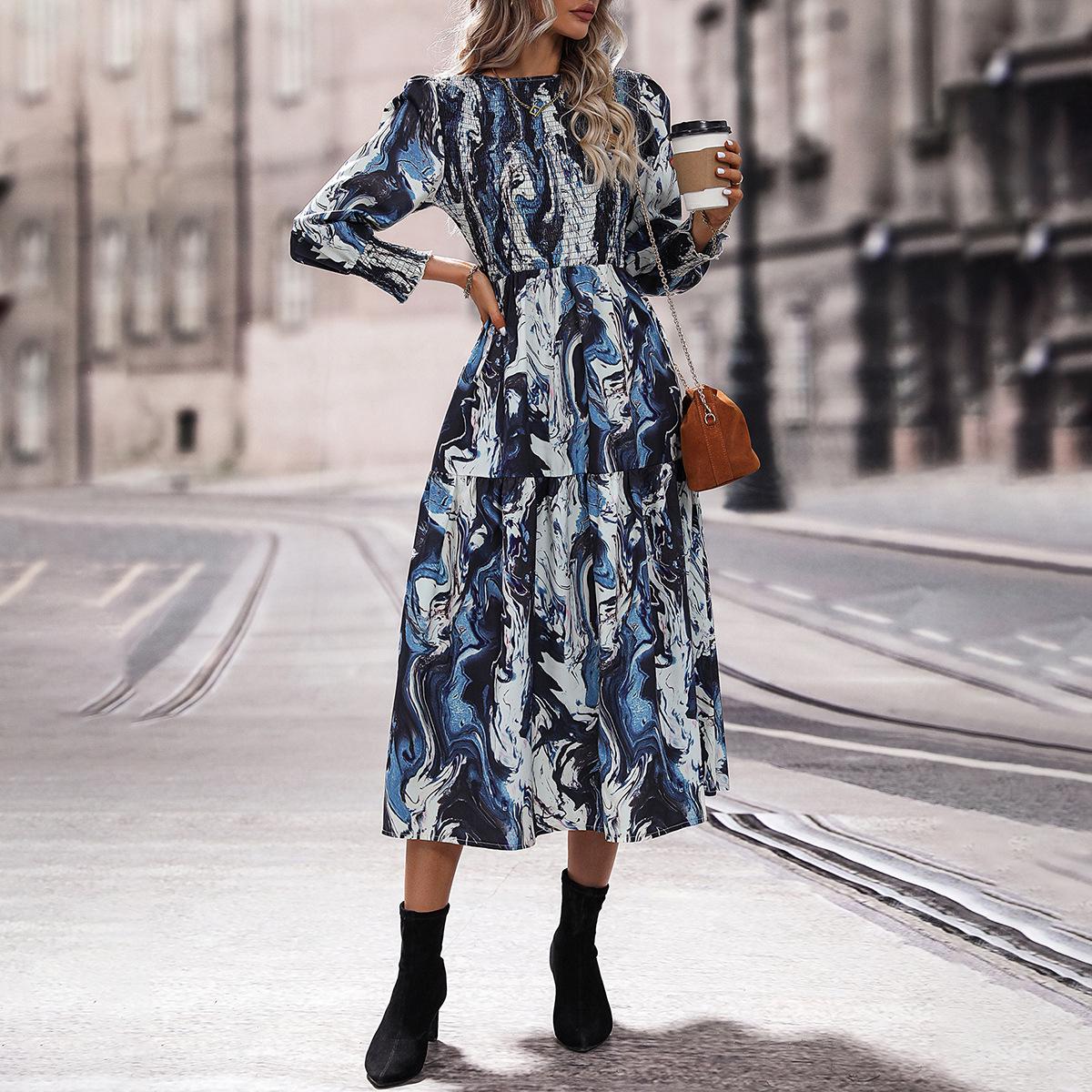 

Kai Kuo Women s Fashion 2023 Autumn/Winter Casual Long-Sleeve Round Neck Dress M