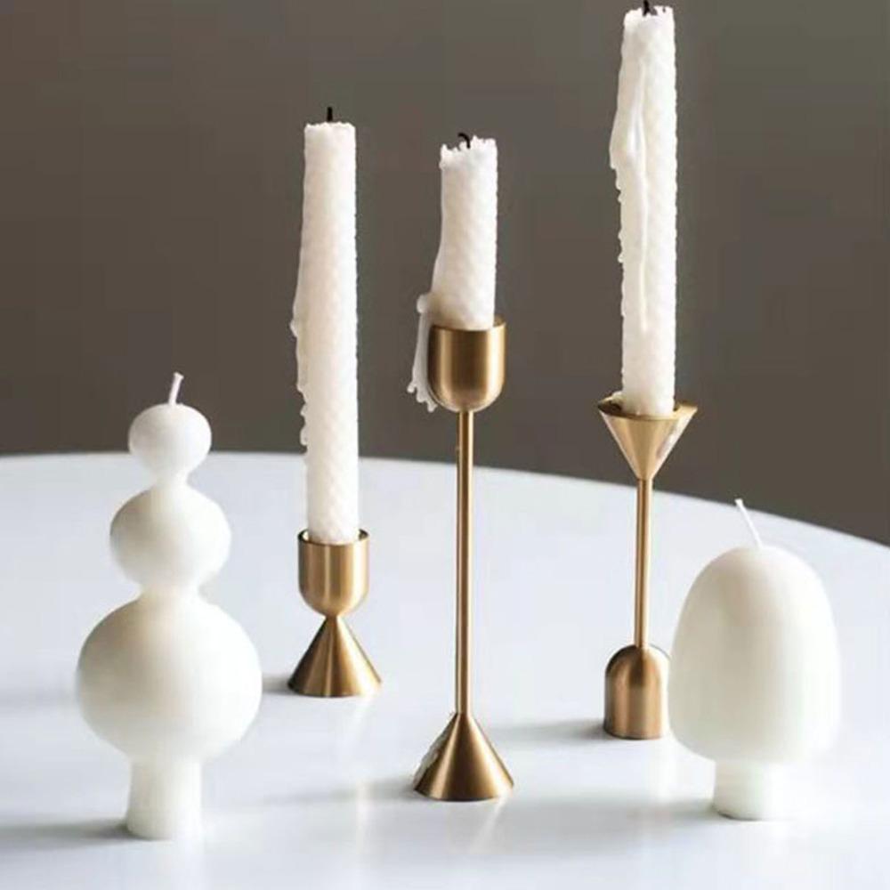 3pcs Different Heights Candlestick Holders Gold Metal Candle Holders Wedding Centerpiece