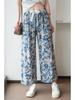 Plus Size Women's Floral Cotton Rayon Summer Pants - Thin, Casual, Long Sleep & Beachwear