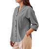 Lightweight Casual Blouse Loose Fit Button Down Shirt Long Sleeve Stand Collar Everyday Wear Relaxed Fit Women