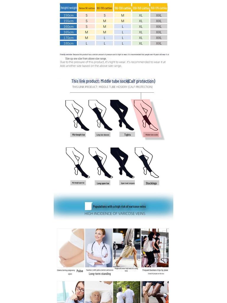 Chaussettes de Compression Modelantes Mi-Mollet avec Support Bandage Élastique