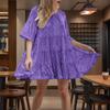 New Style Fashion Crew Neck Loose Waist Short Sleeve Mini Dress Sequined Evening Gown