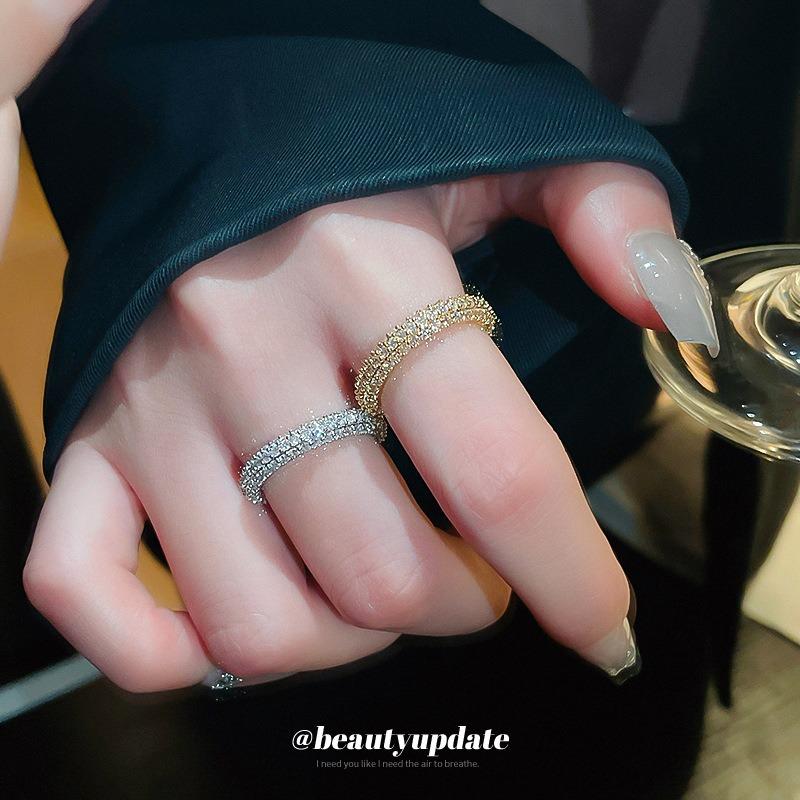Real gold electroplated zircon twist opening ring women's niche high-end ring versatile fashion light luxury jewelry wholesale