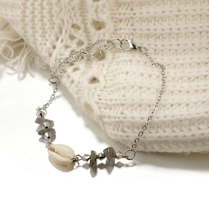 Boho Shell Star Beach Anklet Multilayer Silver Color Anklets Bracelets For Women Sandals Leg Chain Foot Jewelry Anckle Bracelets