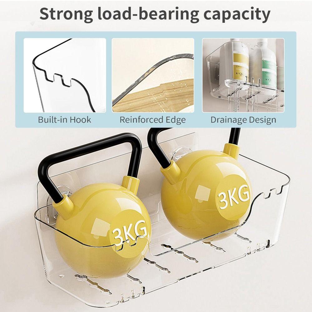 Easy to Clean Transparent Wall-Mounted Organizer No Drill Drain Holes Toy Storage Organizer Multi-Purpose Bath Toy Holder RV