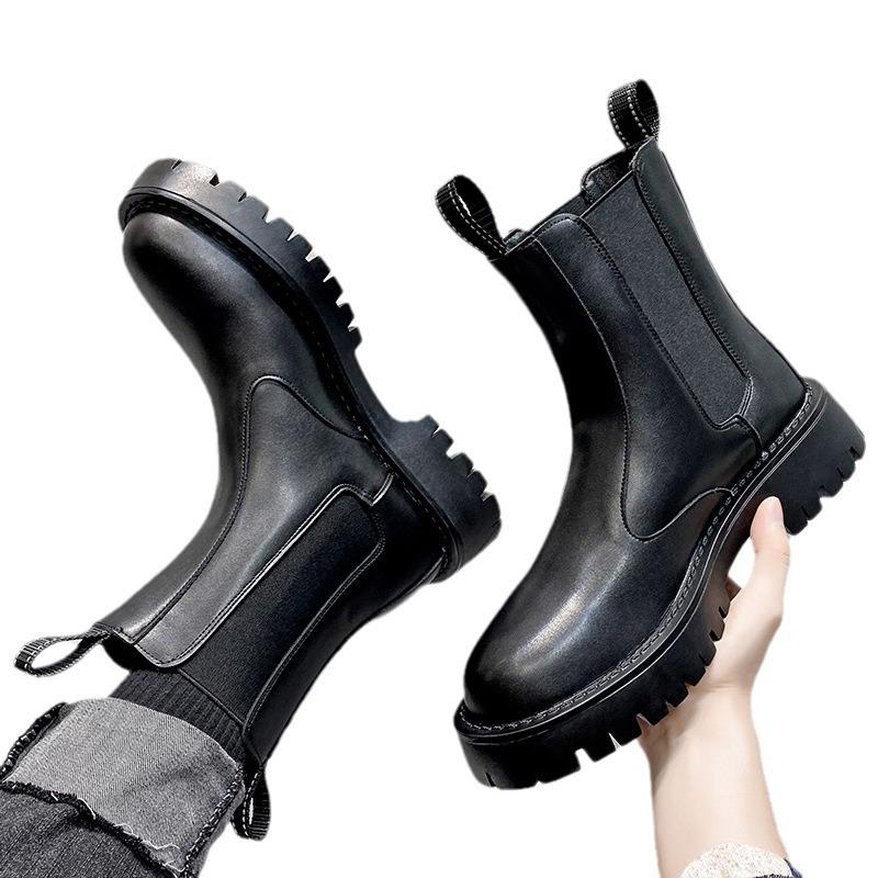 Chelsea Boots Men's British Style High-top Cigarette Leather Boots Men's Summer Breathable Soft Leather High Locomotive Martin Boots