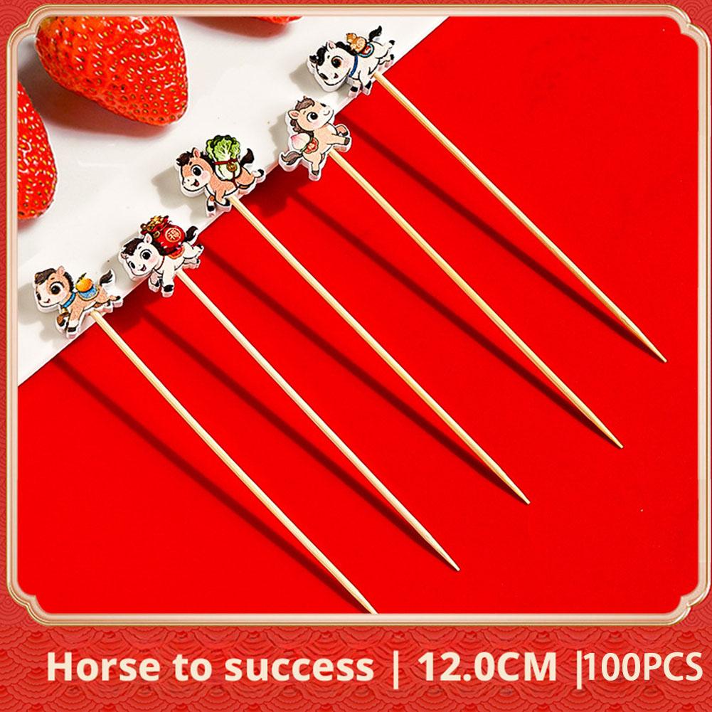 100Pcs Christmas Fruit Skewer Toothpick Xmas Tree Snowflake Santa Disposable Cake Food Cocktail Picks Sticks New Year Decor