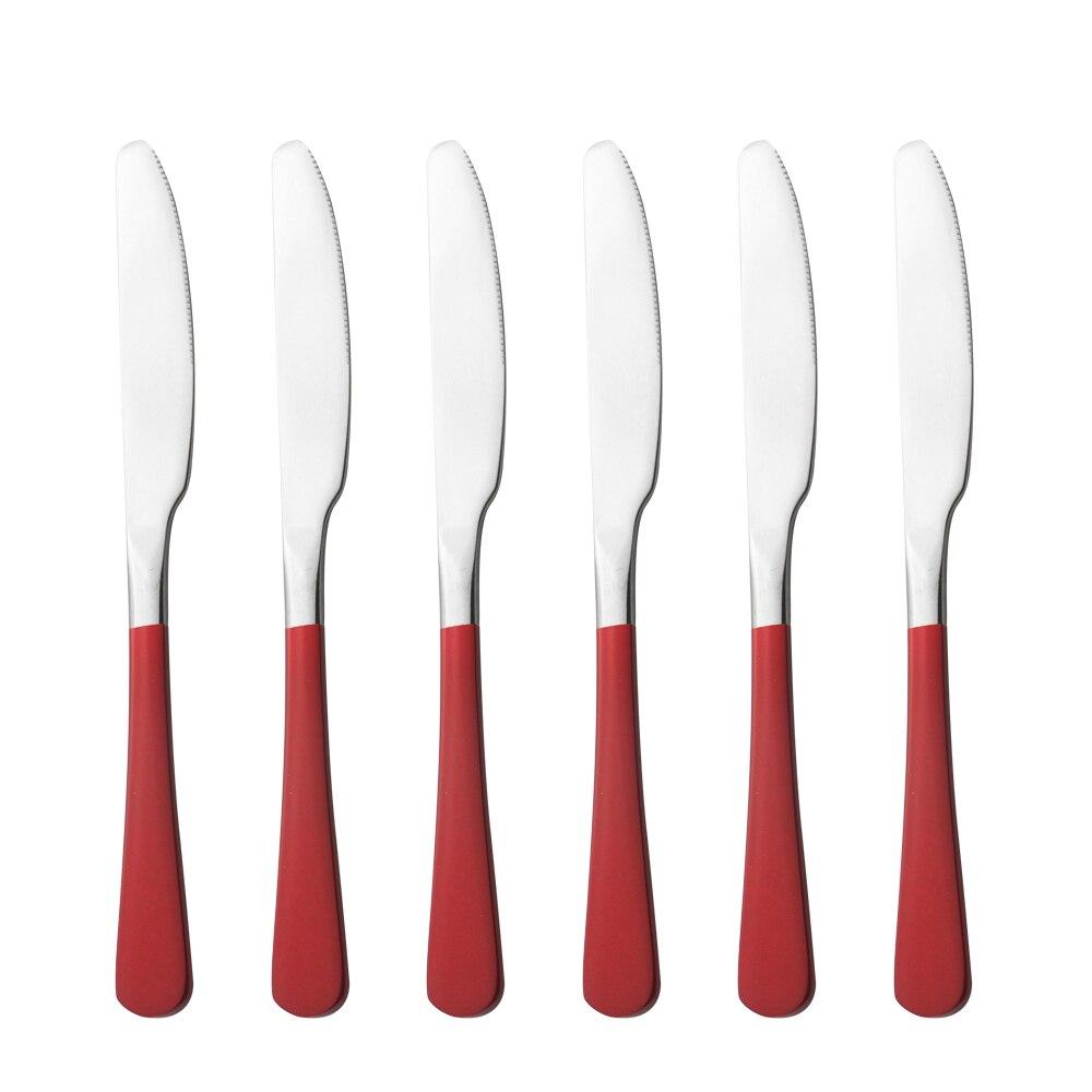 Dinnerware Stainless Steel Set Silverware Set Cutlery Red Gold Dinner Knife Flatware Outdoor Picnic Kitchen Home Tableware Set