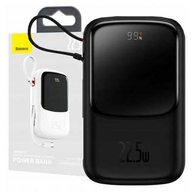 Powerbank Baseus Qpow Pro mit USB-C-, USB-C-, USB-Kabel, 10000 mAh, 22,5 W (Schwarz)