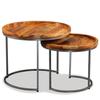 VidaXL Ensemble de tables d'appoint 2 pcs Bois de manguier massif
