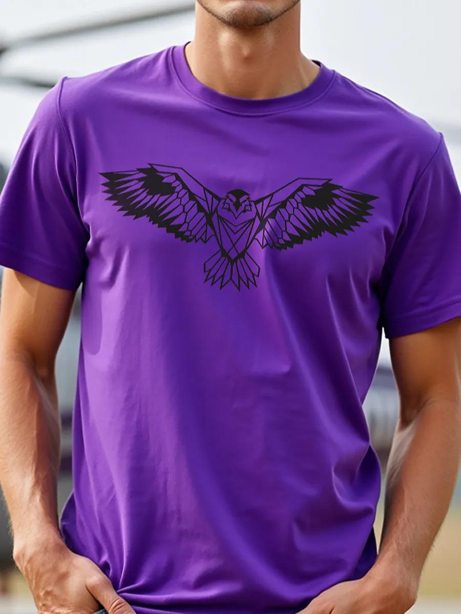 Purple cotton oversized T-shirt with print S