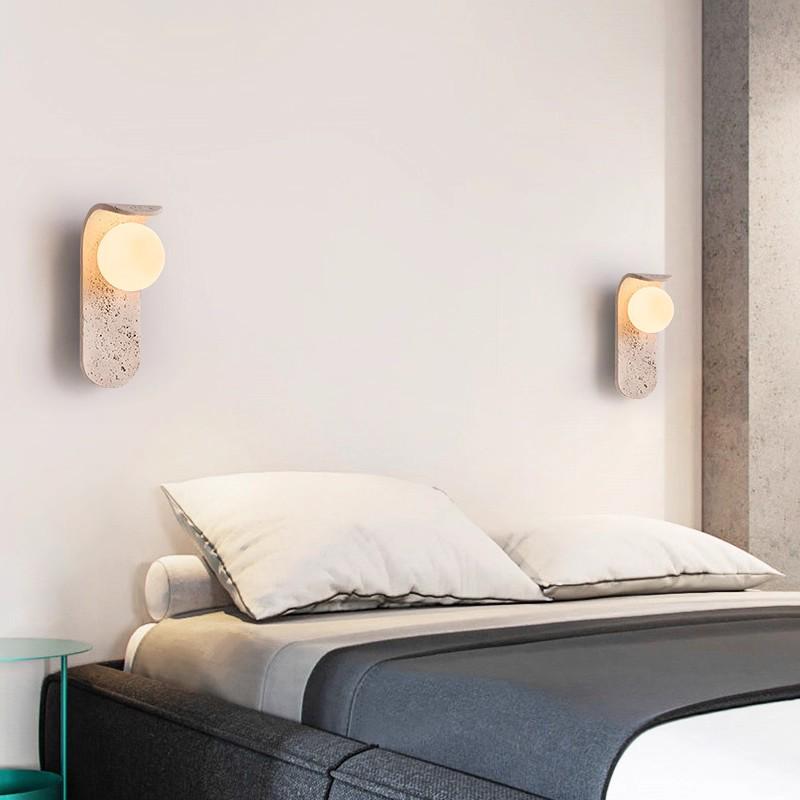 Mid-Century Travertine Wall Lamp: Wabi-Sabi Style for Bedrooms, Living Rooms, Staircases, Retro Homestay.