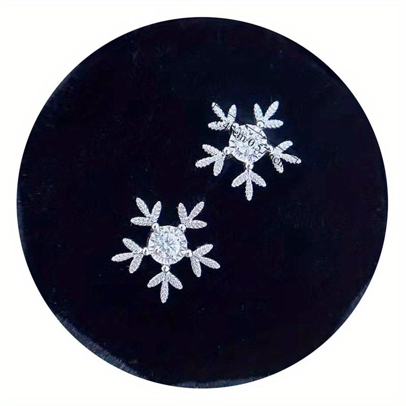 1 Paire de Boucles d'Oreilles Tendance, Boucles d'Oreilles Délicates Flocon de Neige de Noël Étincelantes en Zircon Synthétique, Boucles d'Oreilles Multifonctionnelles pour le Nouvel An