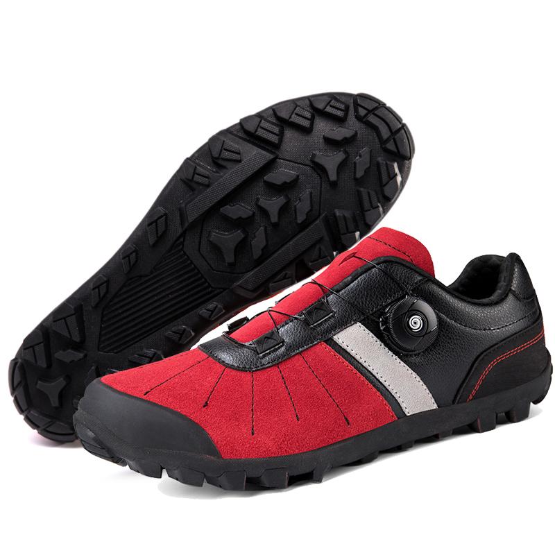 Scarpe da ciclismo da montagna di alta qualità in vera pelle Scarpe da ciclismo da velocità Scarpe da ginnastica da corsa all'aperto 39-46 Scarpe da ciclismo MTB
