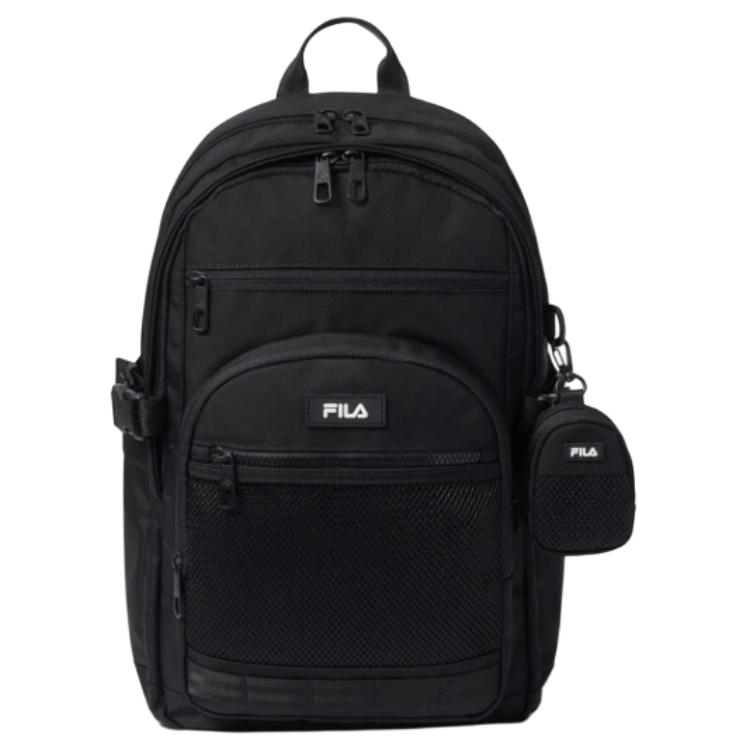 FILA Fashionable Versatile Portable Nylon Backpack Unisex backpack Black FS3BPH1004XBLK Black