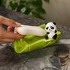 No Punching Ceramic Self Draining Soap Holder Bamboo Cute Panda Soap Dish with Drain Holes Creative Soap Tray Kitchen