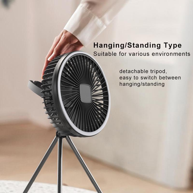 Portable Camping Fan 10000mAh 5000mAh USB Rechargeable Wireless Ceiling Electric Fan With LED Light For Home Office Travel Camp