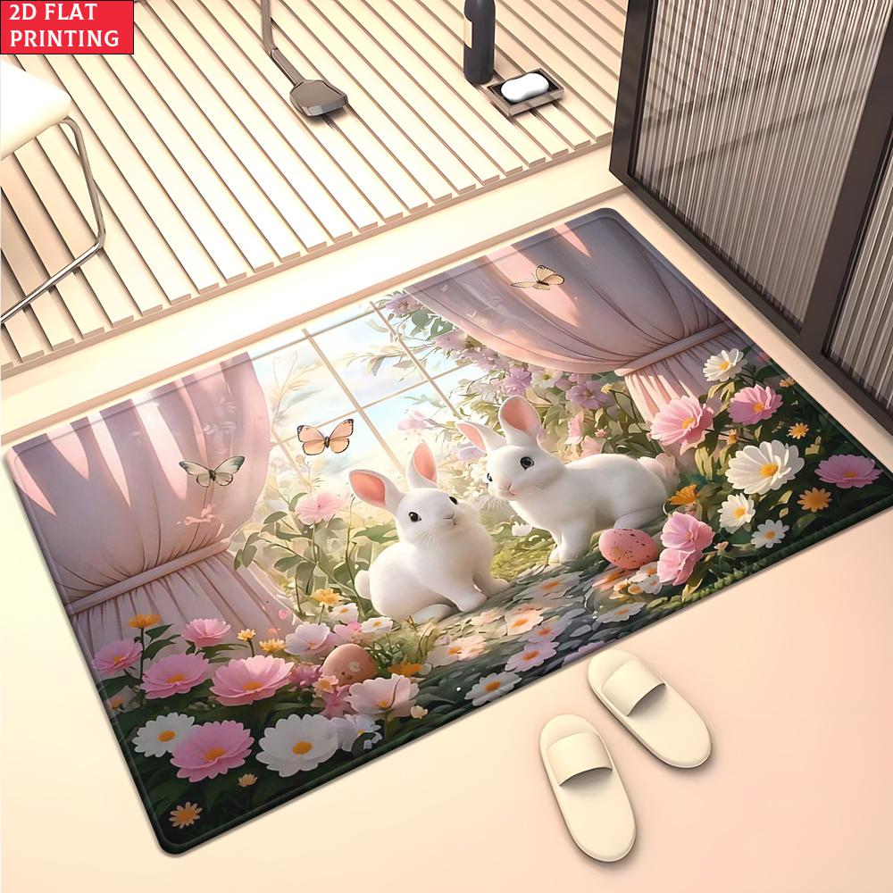 Cute Rabbit Easter Eggs Large Room Carpet Non Slip Cartoon Kids Bedroom Living Room Floor Mat Home Decor Children's Play Carpet