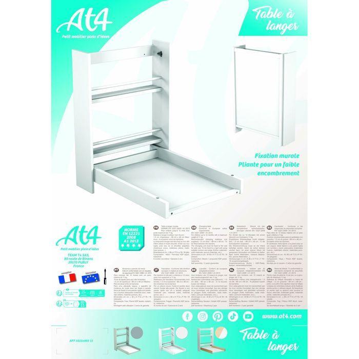 AT4 - Table à langer murale rabattable en bois EAZY Blanc - Taille unique