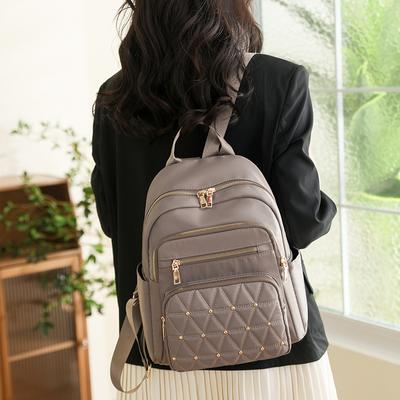 Backpack Women's Nylon Backpack Large Capacity Ringed Rivet Bag