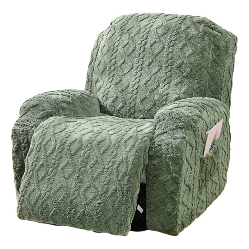 Elegant Sofa Protector Covers Set Recliner Cover In Geometric Pattern Plushie With Elastic Fit ( Single Seater)