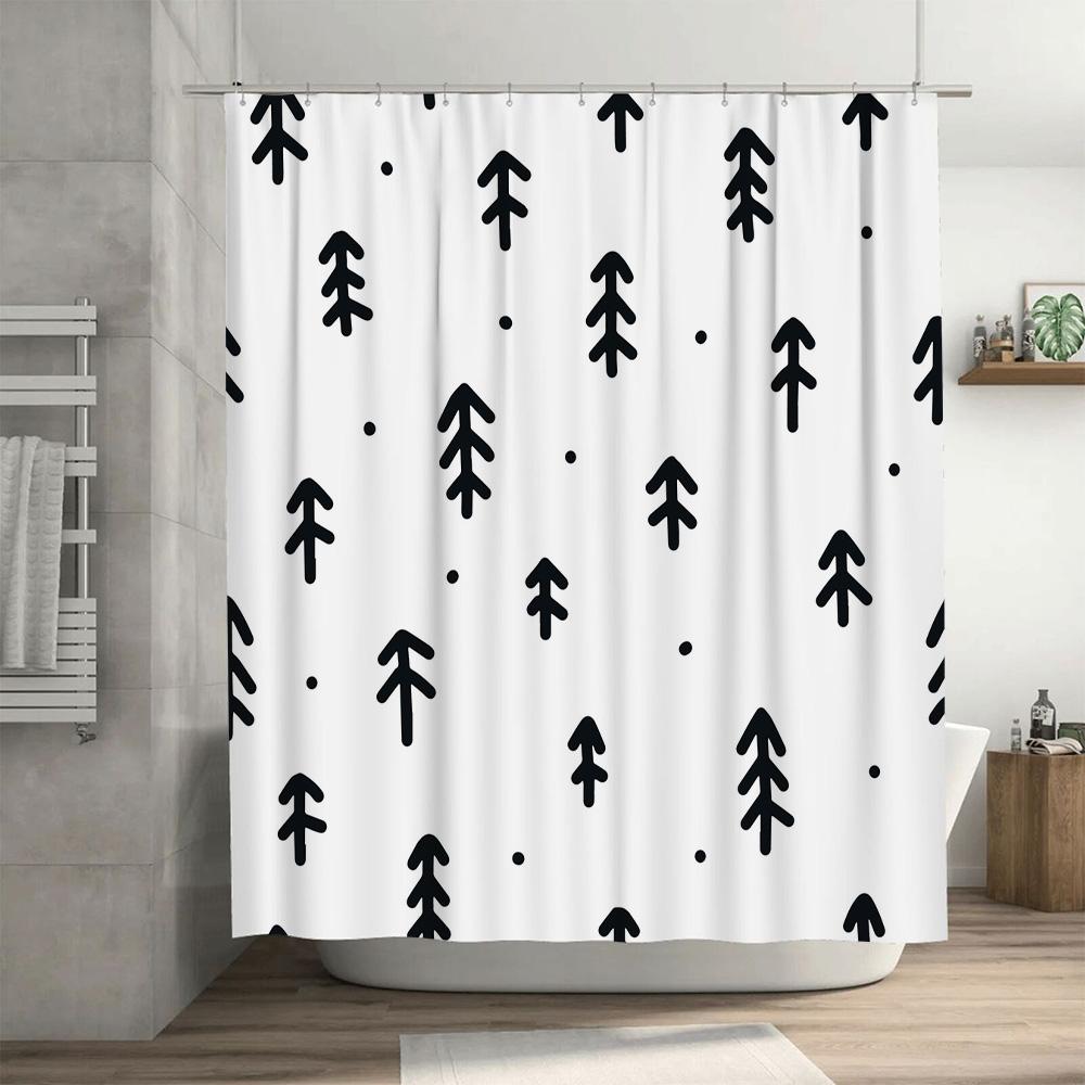 Modern Simple Black Arrow Shower Curtain Waterproof Bath Decoration Home Decor Bathroom Accessories White With Black Arrows Desi