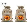 Lightweight Candy Carriers 2Pcs Halloween Pumpkin Drawstring Bags for Treats, Retro Burlap Pattern Party Favors Trick or Treat Bags, Portable