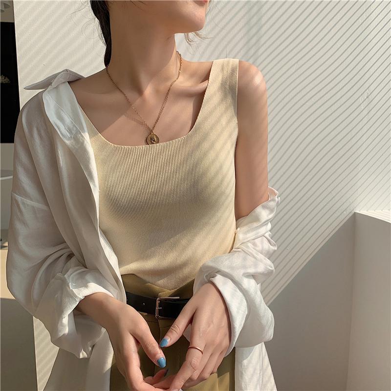 Ladies' Summer Backless T-shirt Women's Casual U-neck Tank Vest Fashion Women's Tank Tops