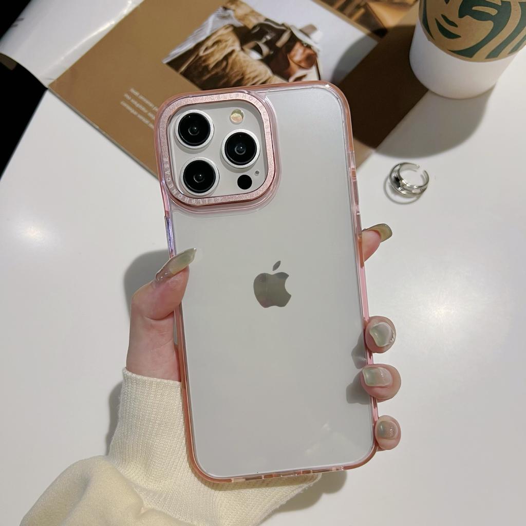 Applicable To Apple 15/14Promax High-transparency Flat Acrylic Metal Lens Frame Apple 15Pro Mobile Phone Case