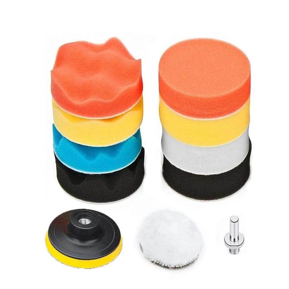 11PCS Auto Beauty SpongePolishing Kit Foam Waffle Pad Car Wash Cleaning Detailing Tool Auto Motorcycle Removes Scratches
