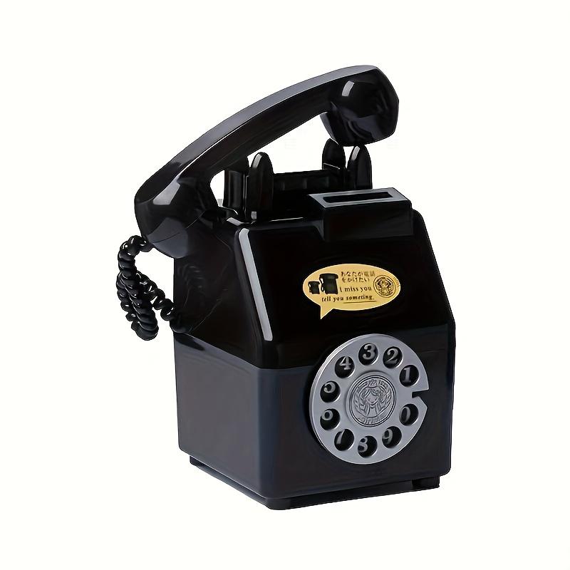 

Ретро телефон-копилка большой вместимости | Креативное ретро пластиковое производство, подарок для украшения рабочего стола | Подходит для праздников и подарков на день рождения чёрный