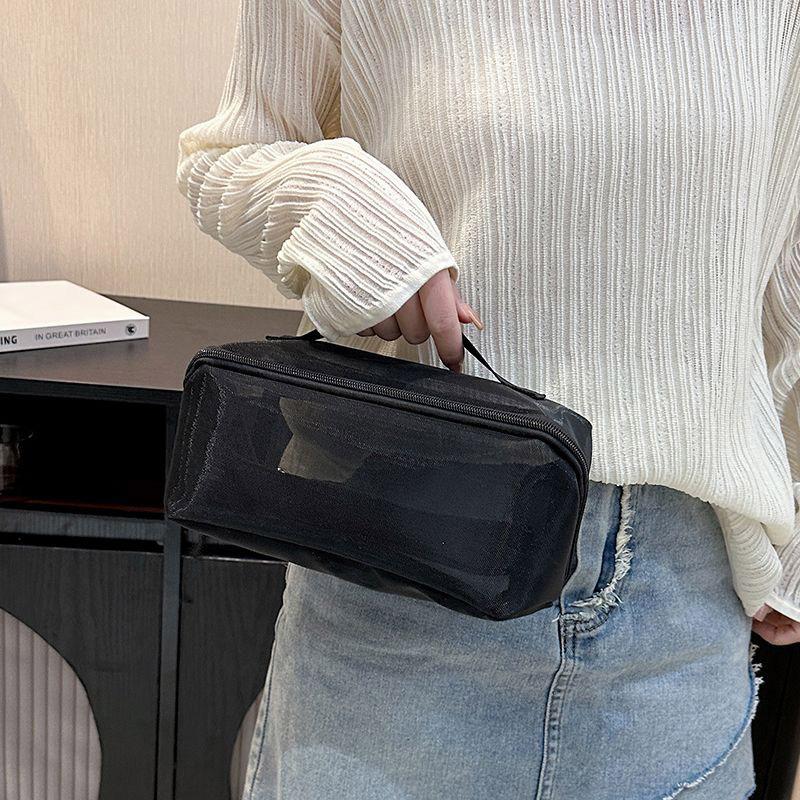 Große Kapazität Mesh Klar Kosmetiktasche Tragbar Reise Kulturtasche Schwarze Make-up Tasche Reißverschluss Aufbewahrungstasche Damen Beauty Organizer