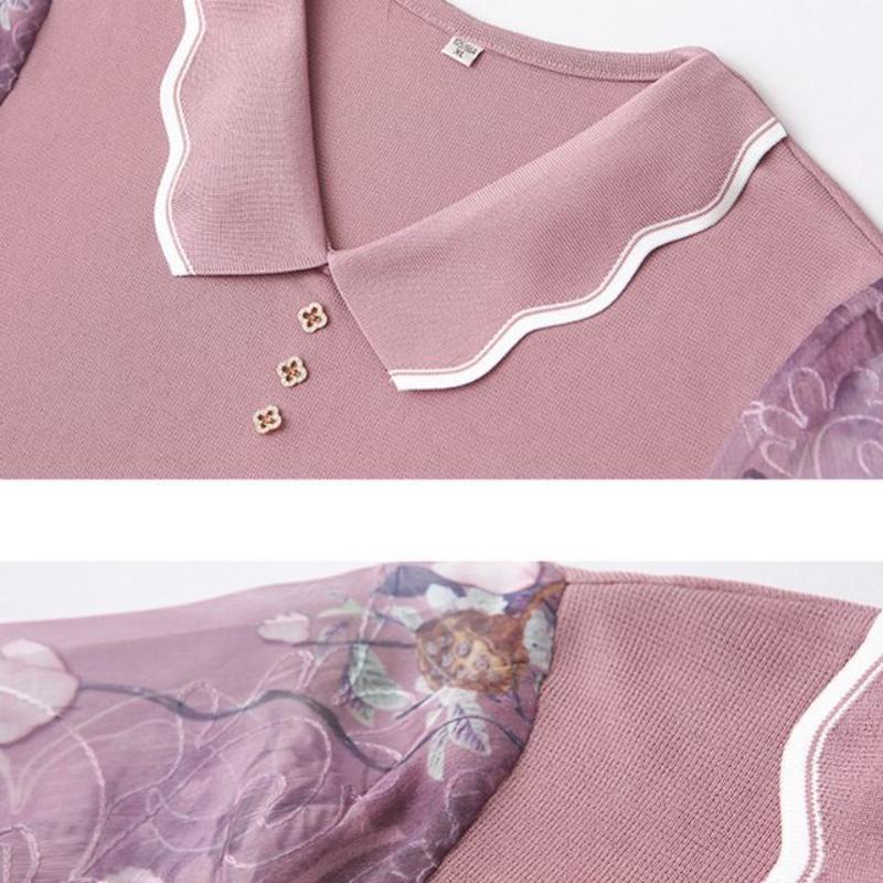 Loose Women's Pullover Print Casual Elegant Long-sleeved T-shirt Top