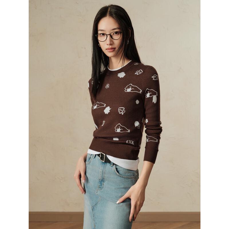 JUZUI Women's Animal Wool Blend Pullover Knit Sweater JWEQ31018