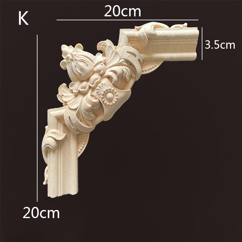 Wood Applique Corner Natural Floral Wood Carved Figurine Craft Home Decoration Accessories Background Wall Decoration Decal