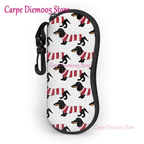 Portable Eyewear Case Dachshund Dogs And Bones Sunglasses Soft Case Glasses Box with Lanyard Zipper Eyeglass Case
