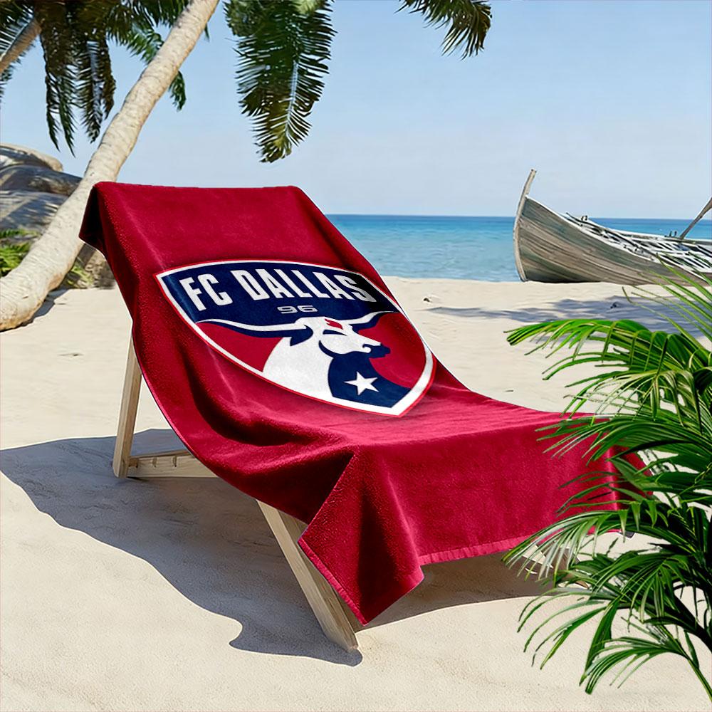 "FC Dallas Logo with Bull Design" Patterned Beach Towel Quick Dry Perfect for Travel Outdoor Sports Jogging the Beach and Swimming
