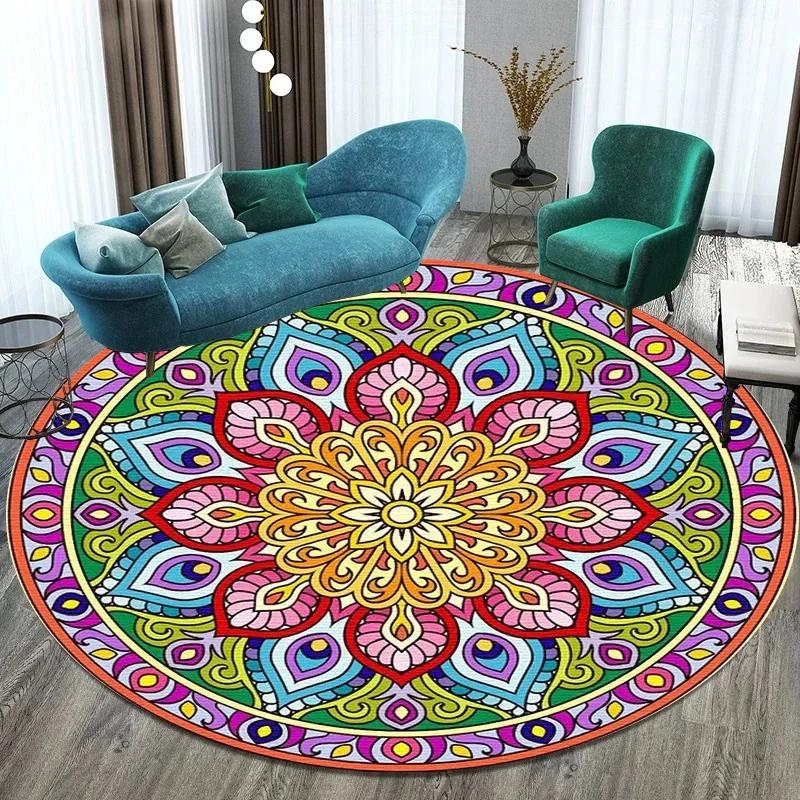 Bitcoin Round Carpet Anti-Slip Circle Area Rug Large for Home Living Room Floor Mat Bedroom Decor Chair Drum Rug Chair Doormat