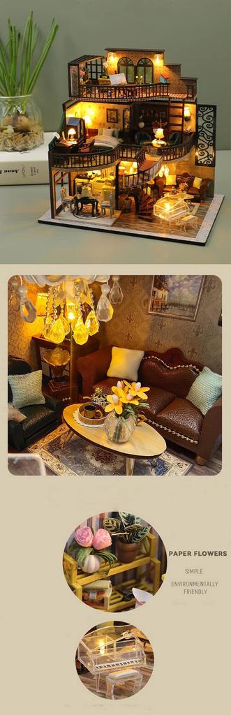 (t-FREAK) 1:32 Dollhouse DIY Kit Set Miniature Dream Pavilion