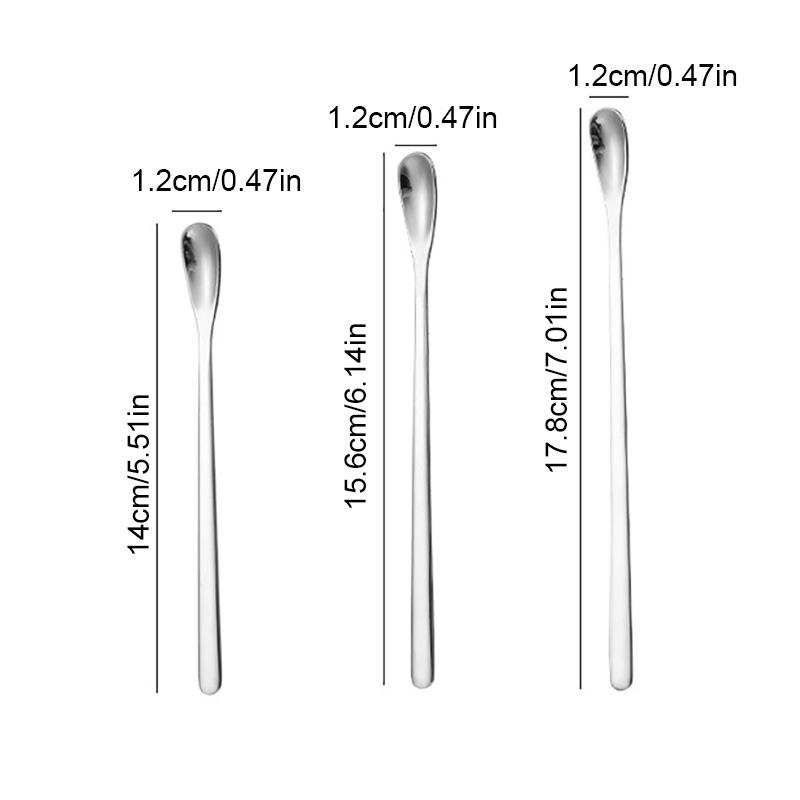 1Pc Stainless Steel Long Handle Stirring Spoon Coffee Tea Spoons Dessert Spoon Stirring Rod Tiny Spoon Kitchen Accessories