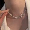 Simple Multi-layer Copper Chain Necklace Simple Light Luxury Retro Temperament High Sense Versatile Clavicle Plain Chain Neck Chain